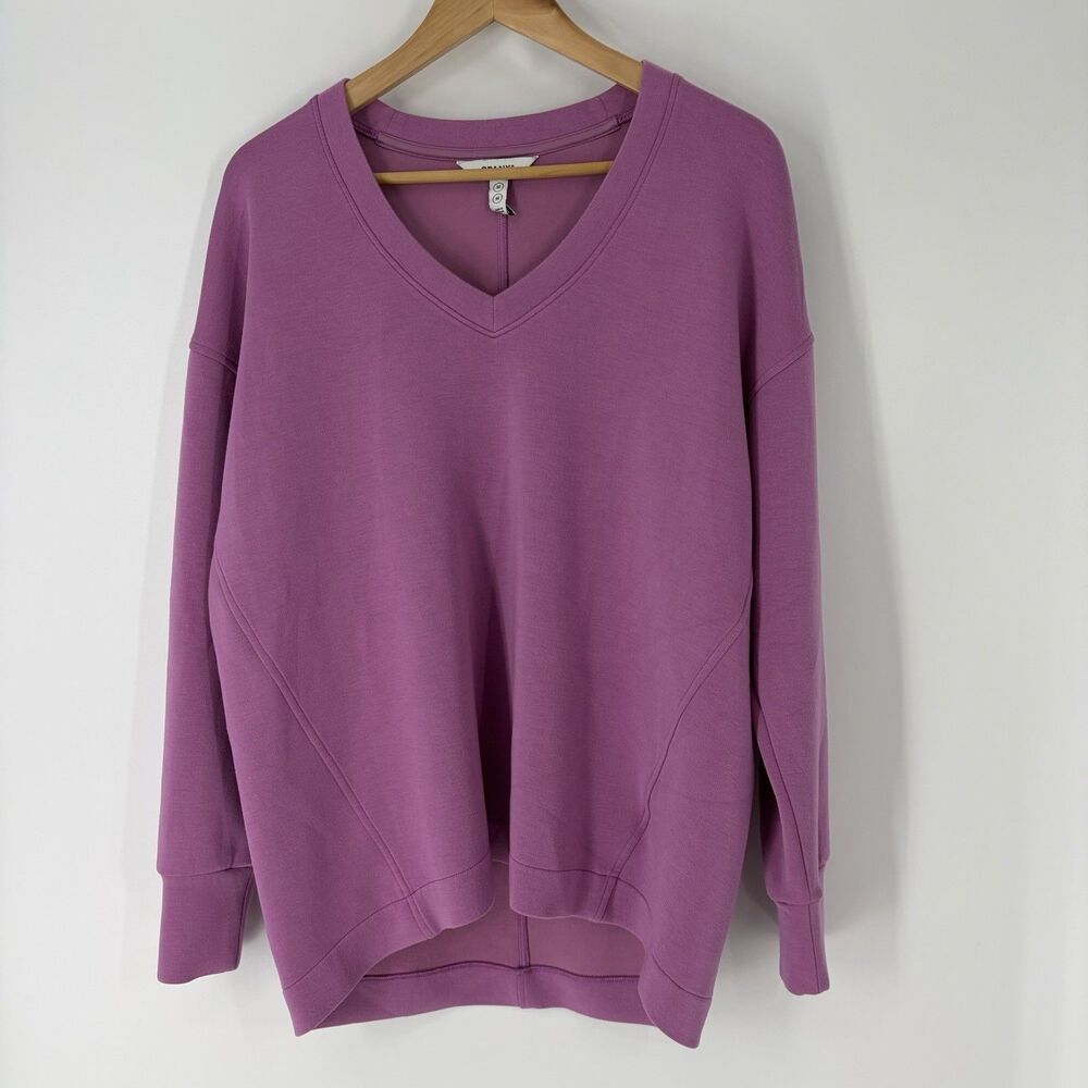 Spanx Air Essentials Brushed V Neck Tunic Top Size Medium Lilac Purple Shirt